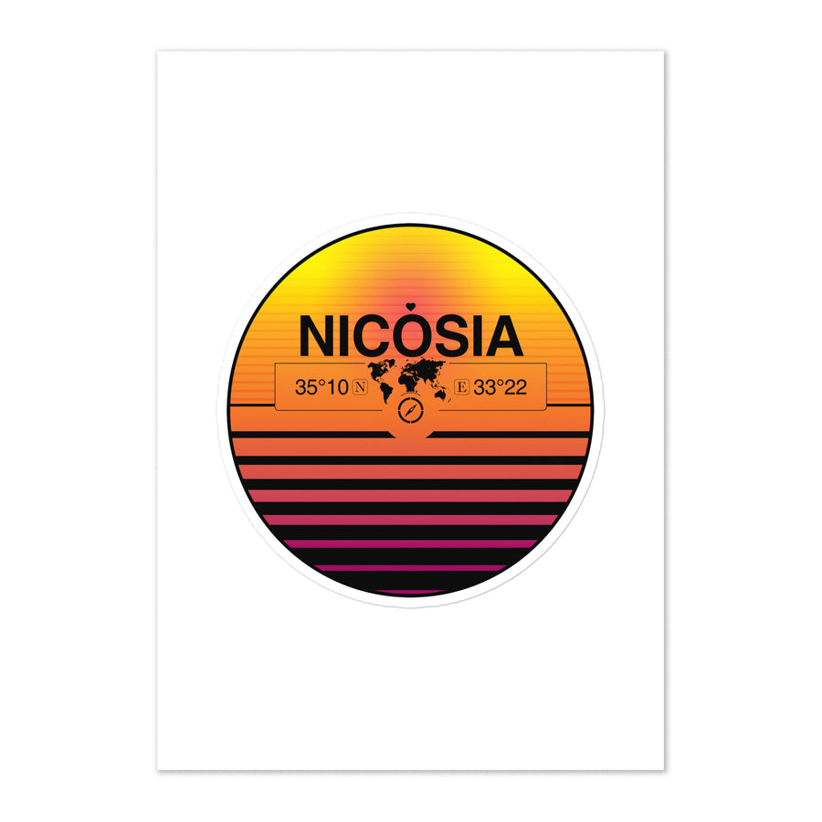 Travel Sticker Design with Retro Sunset Styling