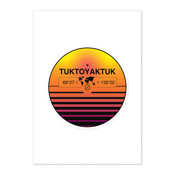 Travel Sticker Design with Retro Sunset Styling