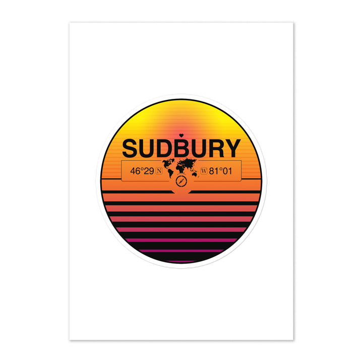 Travel Sticker Design with Retro Sunset Styling