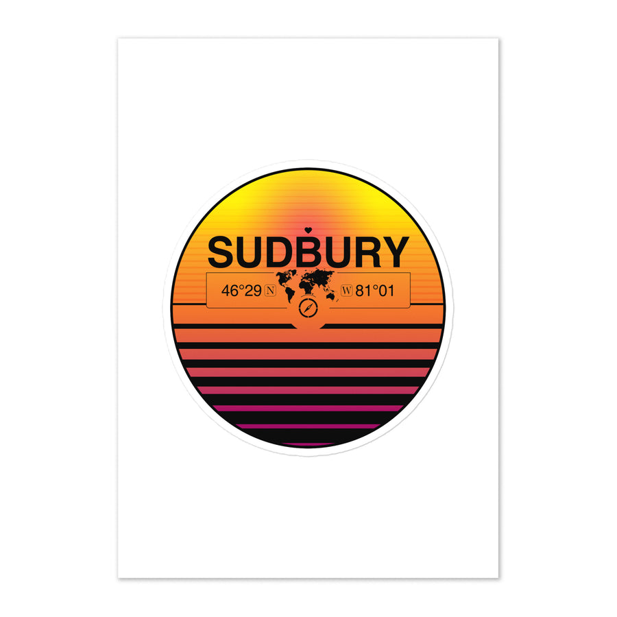 Travel Sticker Design with Retro Sunset Styling