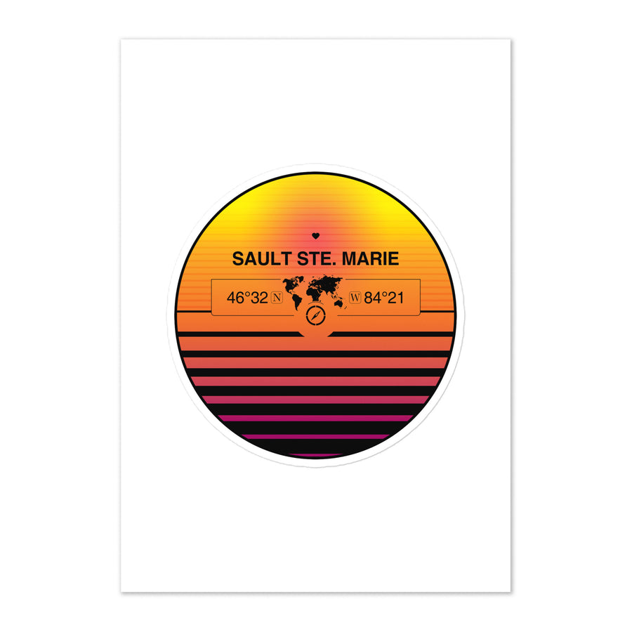 Travel Sticker Design with Retro Sunset Styling