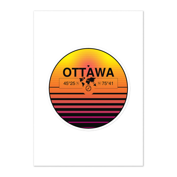 Travel Sticker Design with Retro Sunset Styling