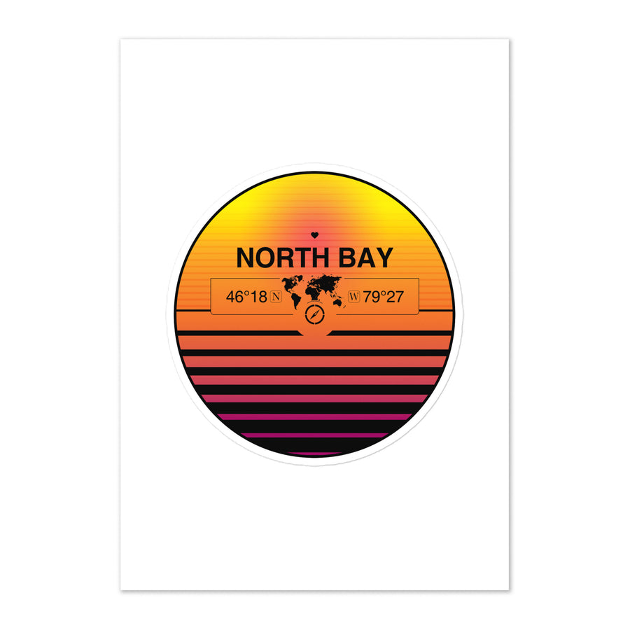 Travel Sticker Design with Retro Sunset Styling