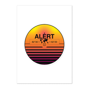 Travel Sticker Design with Retro Sunset Styling