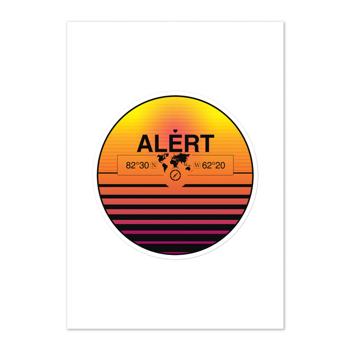 Travel Sticker Design with Retro Sunset Styling
