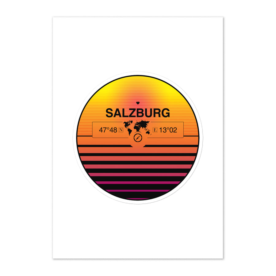 Travel Sticker Design with Retro Sunset Styling