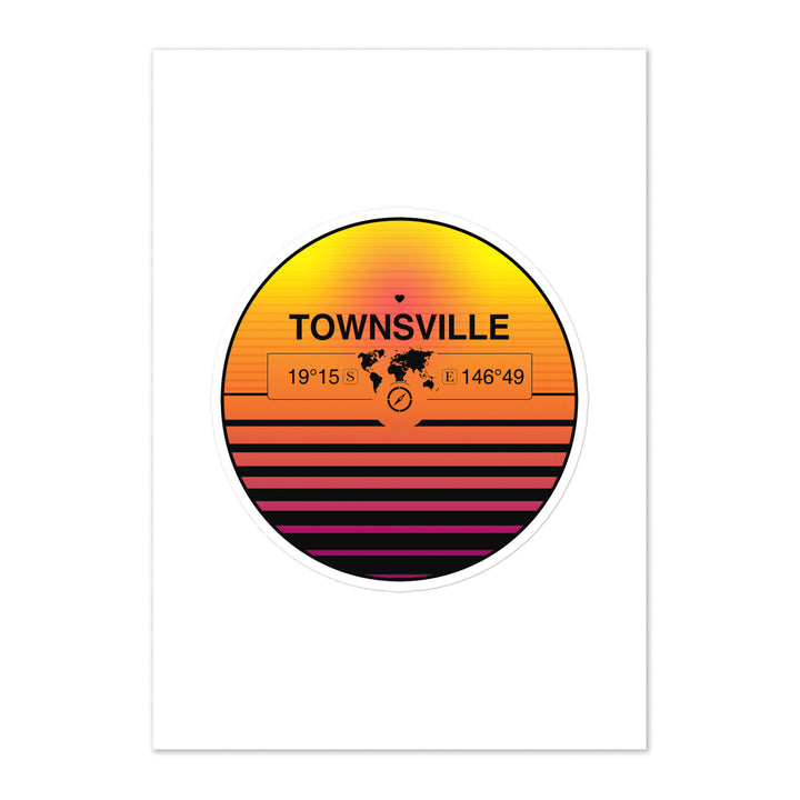 Travel Sticker Design with Retro Sunset Styling