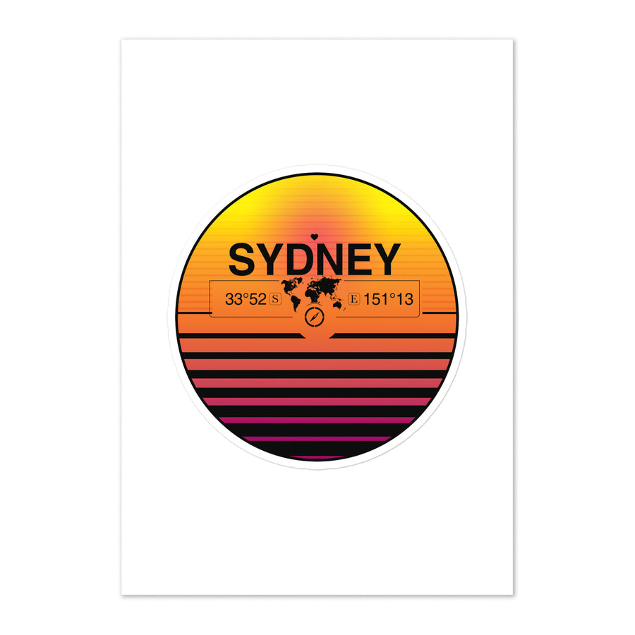 Travel Sticker Design with Retro Sunset Styling