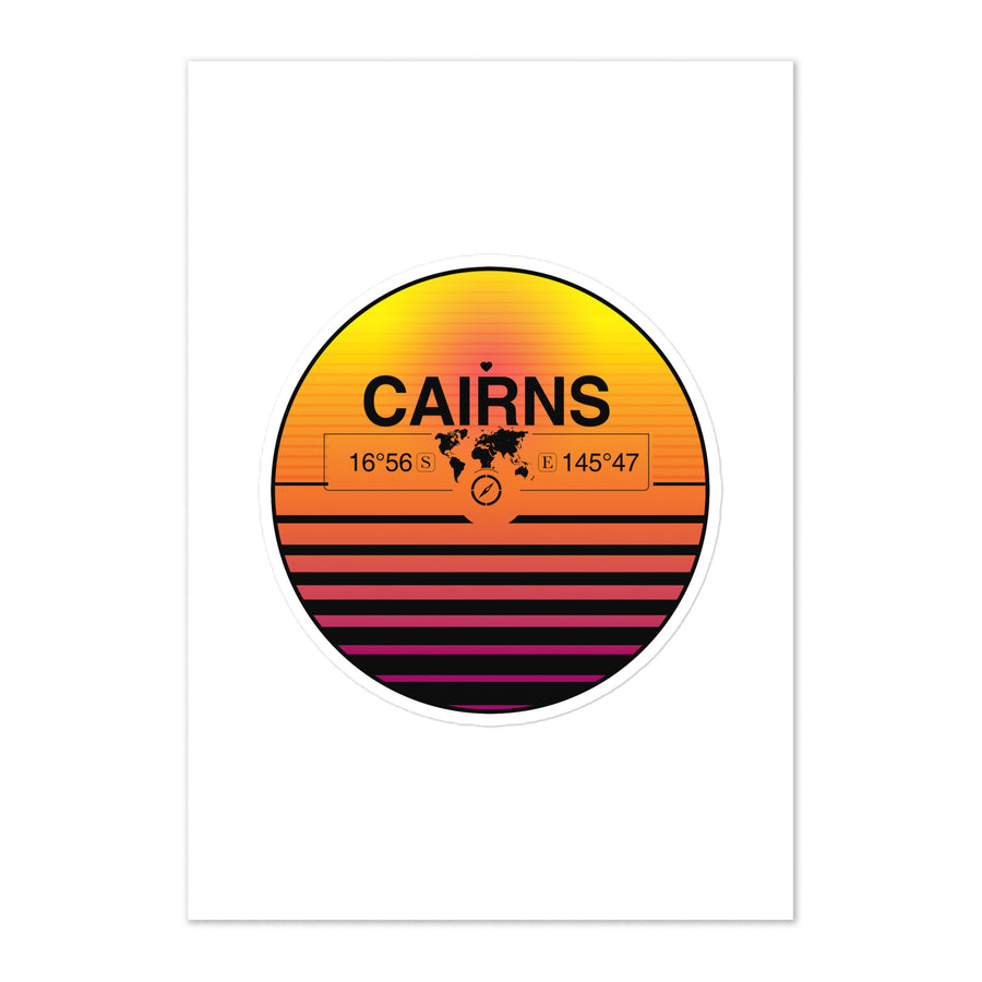 Travel Sticker Design with Retro Sunset Styling