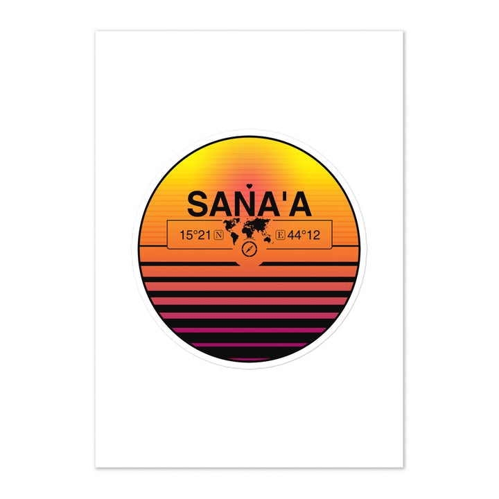 Travel Sticker Design with Retro Sunset Styling