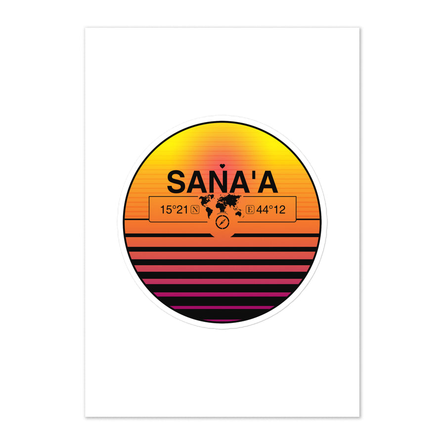 Travel Sticker Design with Retro Sunset Styling