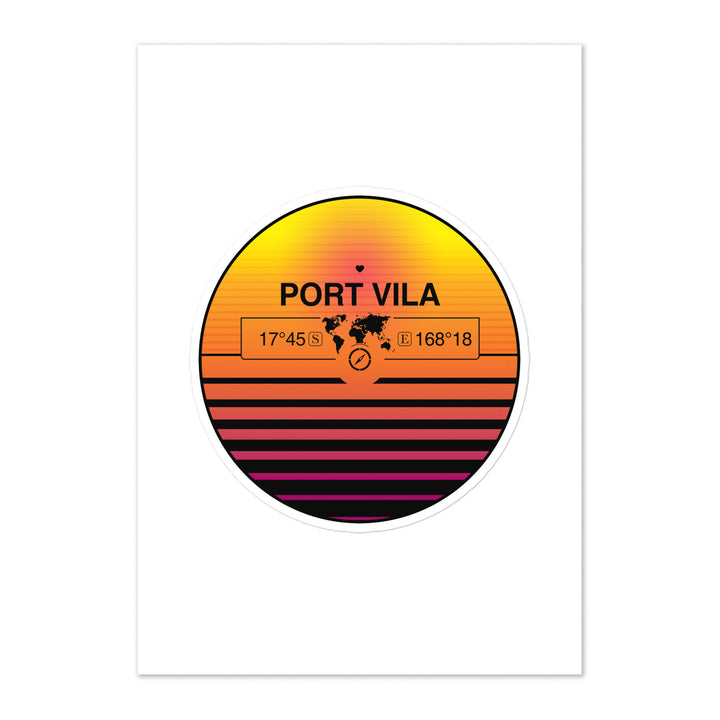 Travel Sticker Design with Retro Sunset Styling