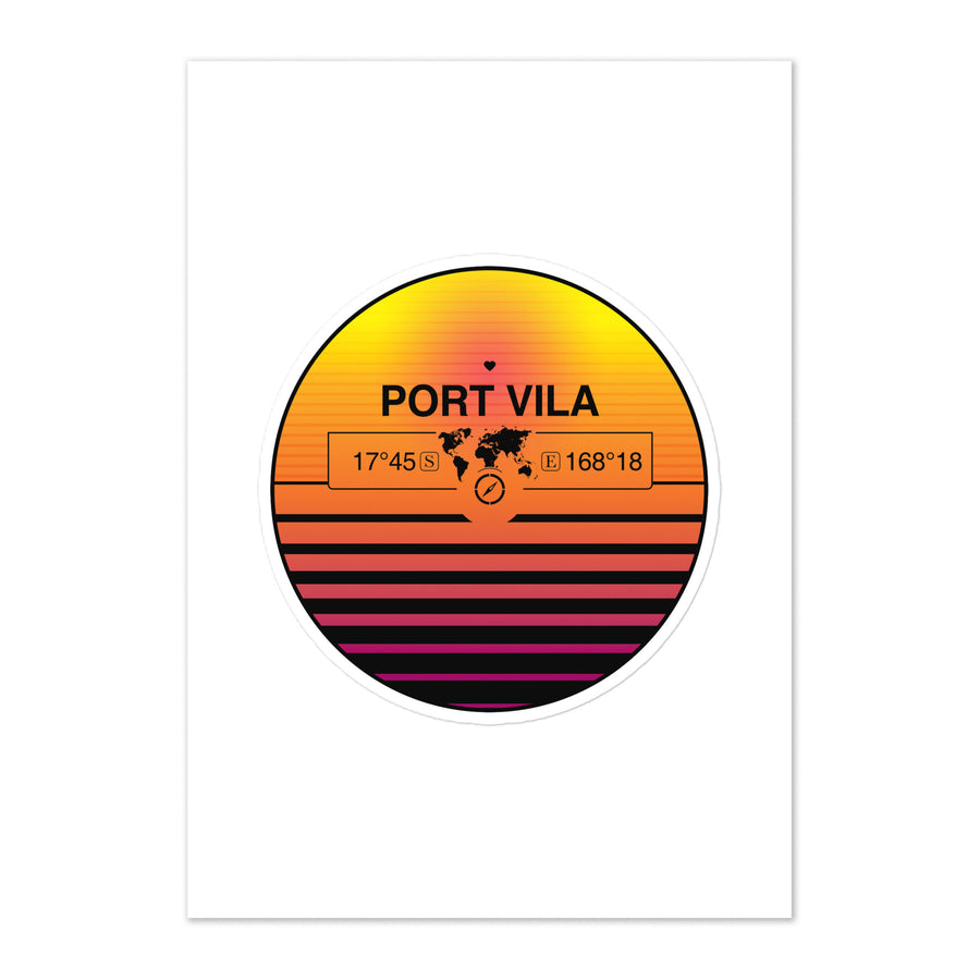 Travel Sticker Design with Retro Sunset Styling