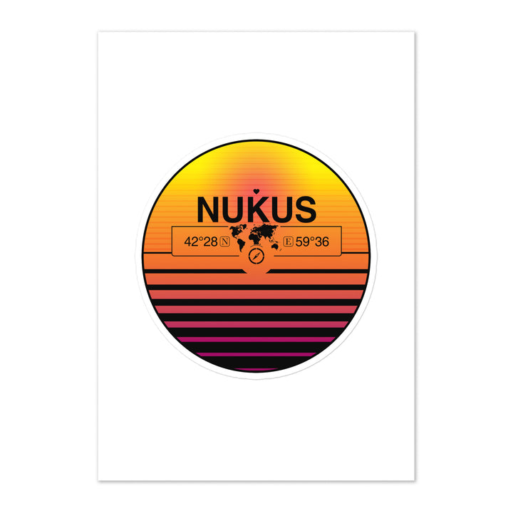 Travel Sticker Design with Retro Sunset Styling