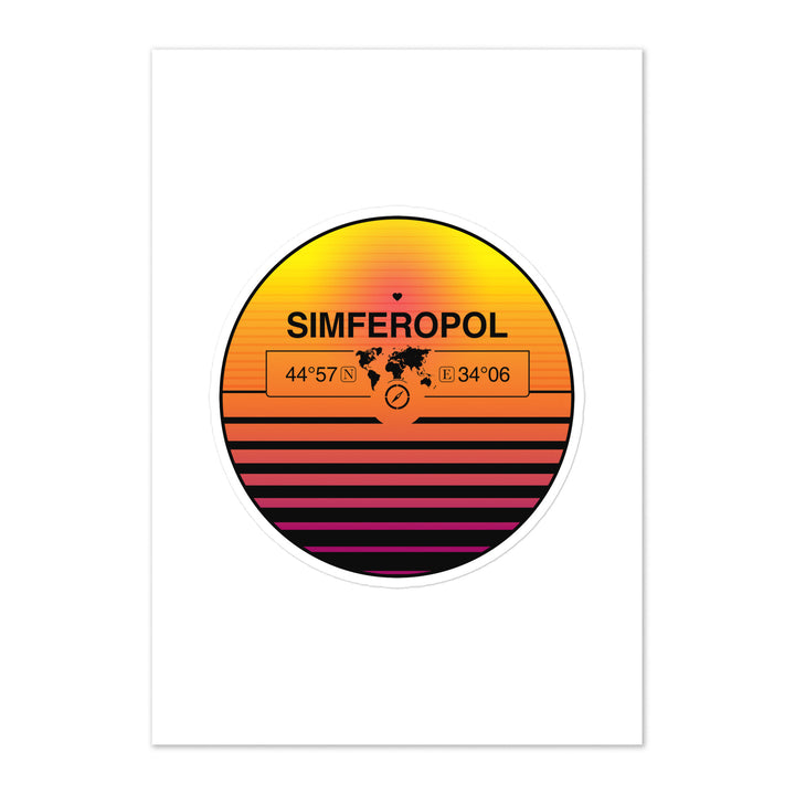 Travel Sticker Design with Retro Sunset Styling