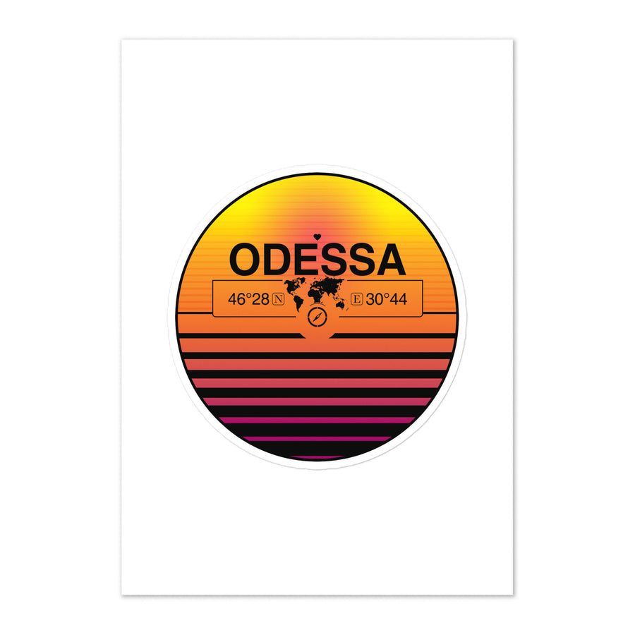 Travel Sticker Design with Retro Sunset Styling
