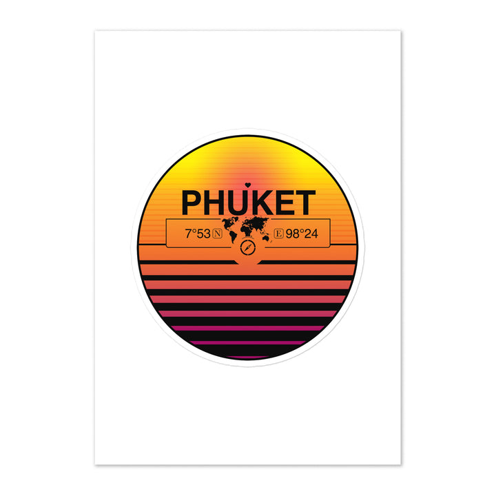 Travel Sticker Design with Retro Sunset Styling