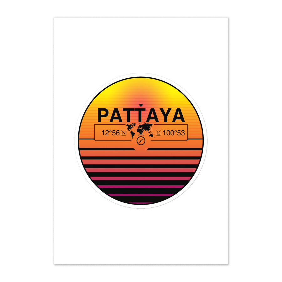Travel Sticker Design with Retro Sunset Styling
