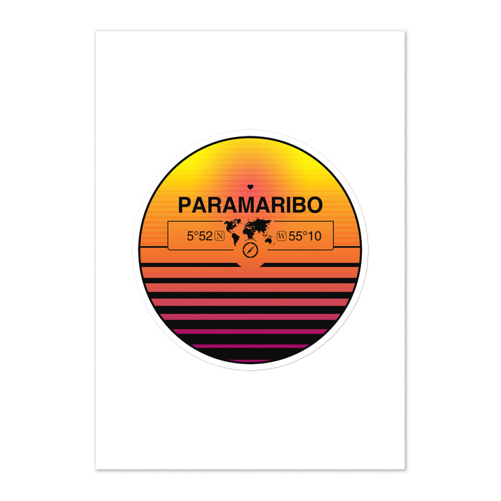 Travel Sticker Design with Retro Sunset Styling