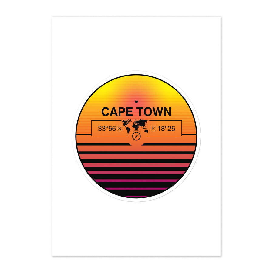 Travel Sticker Design with Retro Sunset Styling