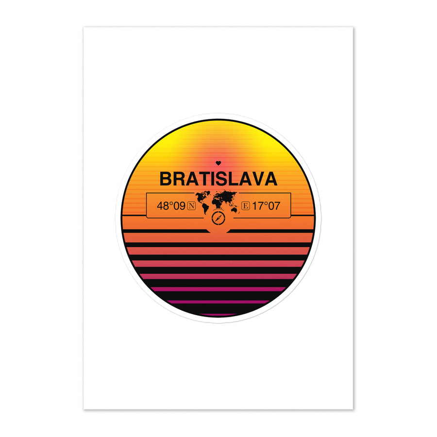 Travel Sticker Design with Retro Sunset Styling