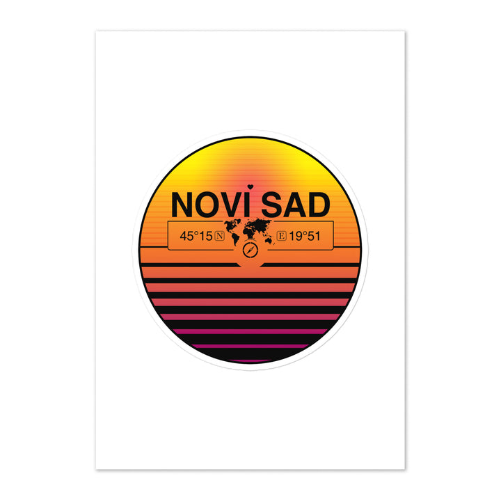 Travel Sticker Design with Retro Sunset Styling