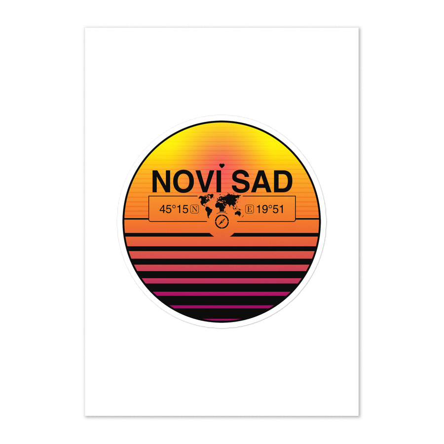 Travel Sticker Design with Retro Sunset Styling