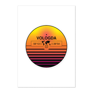 Travel Sticker Design with Retro Sunset Styling