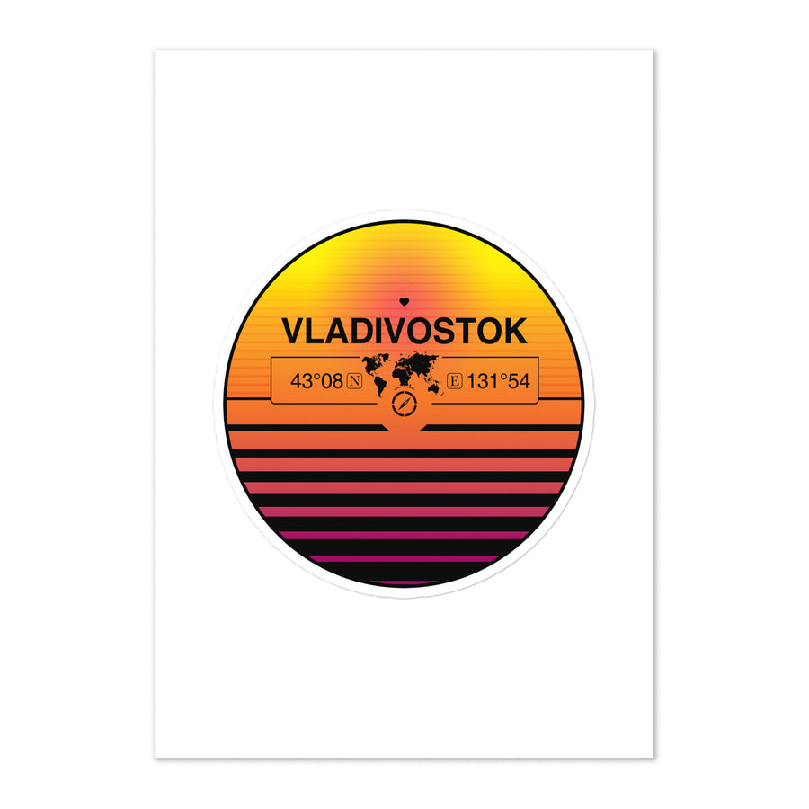 Travel Sticker Design with Retro Sunset Styling
