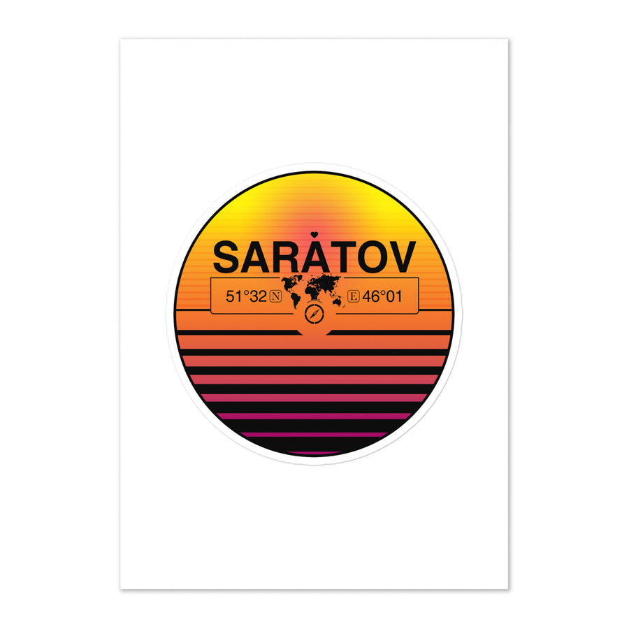 Travel Sticker Design with Retro Sunset Styling