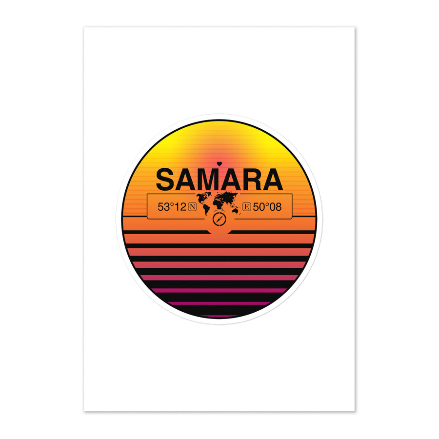 Travel Sticker Design with Retro Sunset Styling