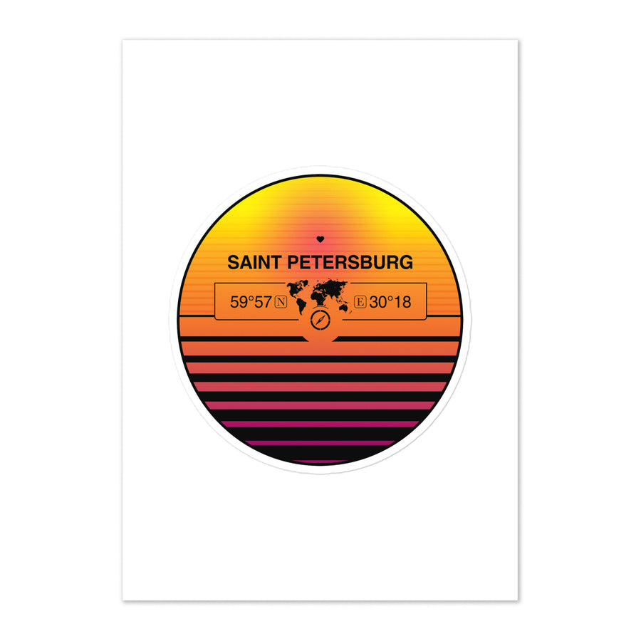 Travel Sticker Design with Retro Sunset Styling