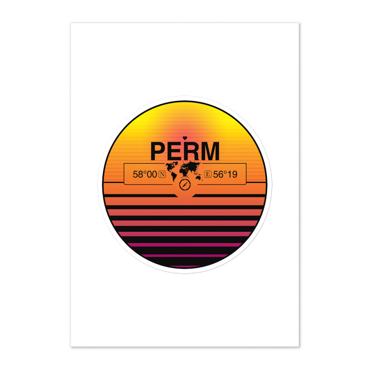 Travel Sticker Design with Retro Sunset Styling