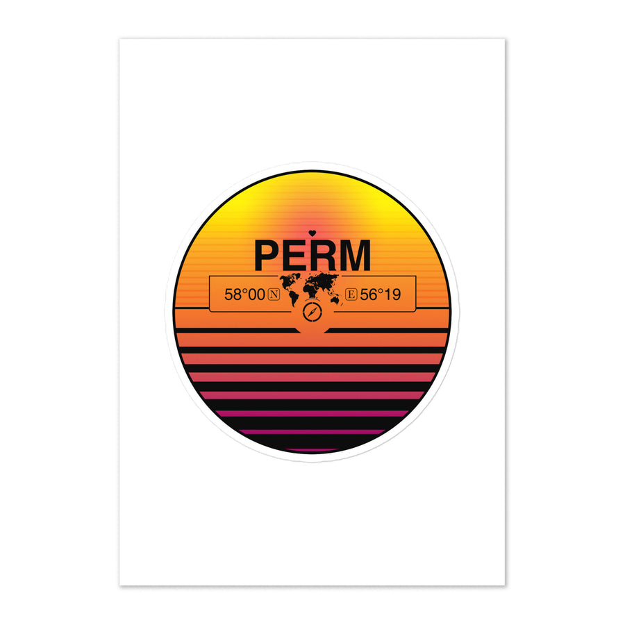 Travel Sticker Design with Retro Sunset Styling