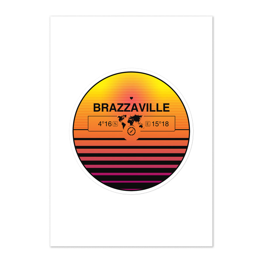 Travel Sticker Design with Retro Sunset Styling