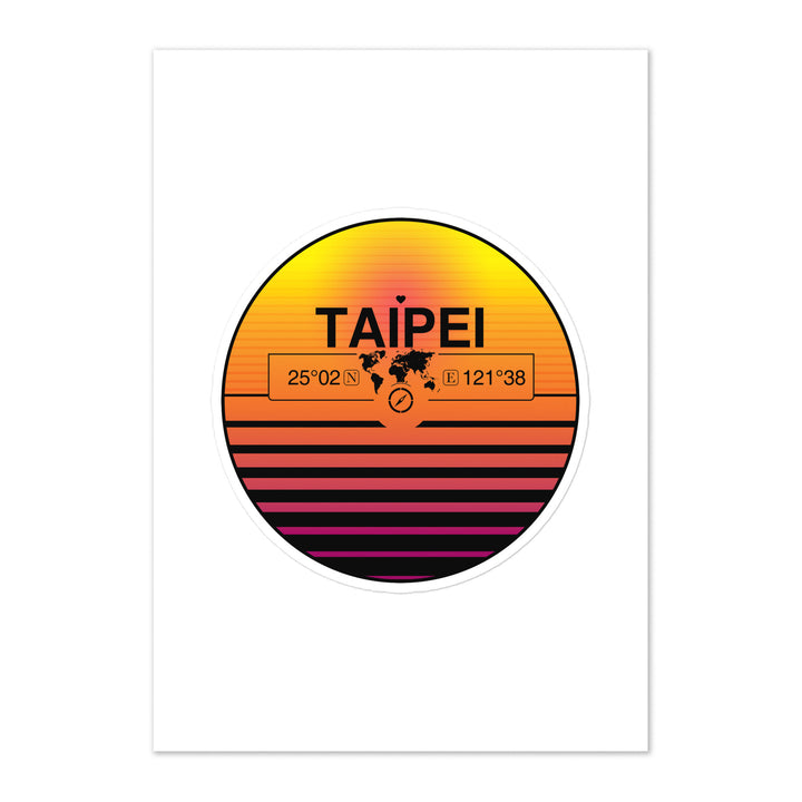 Travel Sticker Design with Retro Sunset Styling