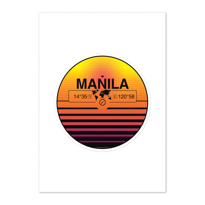 Travel Sticker Design with Retro Sunset Styling