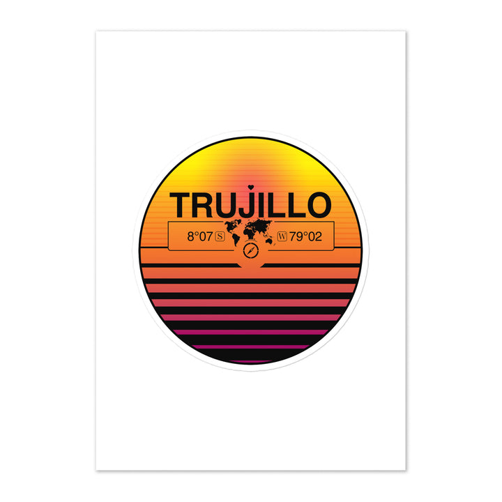 Travel Sticker Design with Retro Sunset Styling