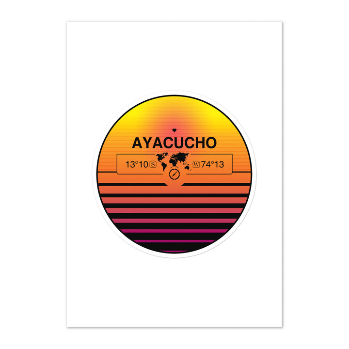 Travel Sticker Design with Retro Sunset Styling