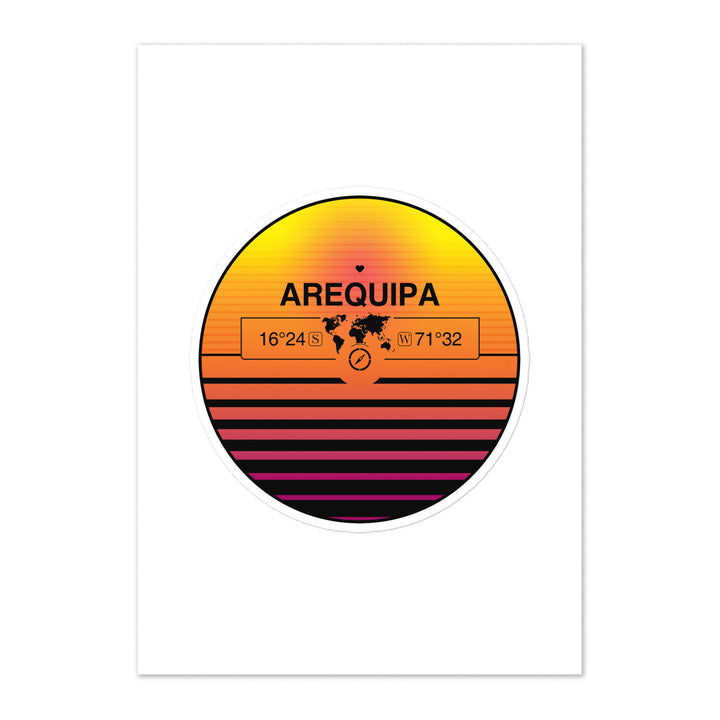 Travel Sticker Design with Retro Sunset Styling