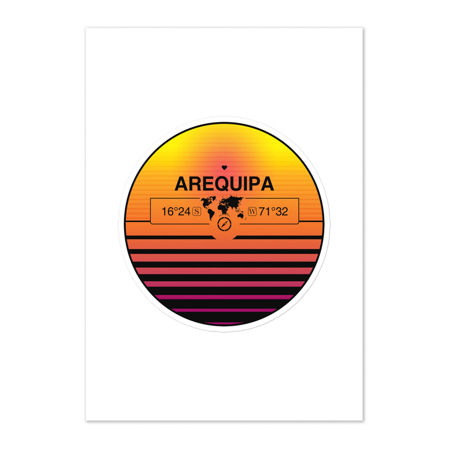 Travel Sticker Design with Retro Sunset Styling