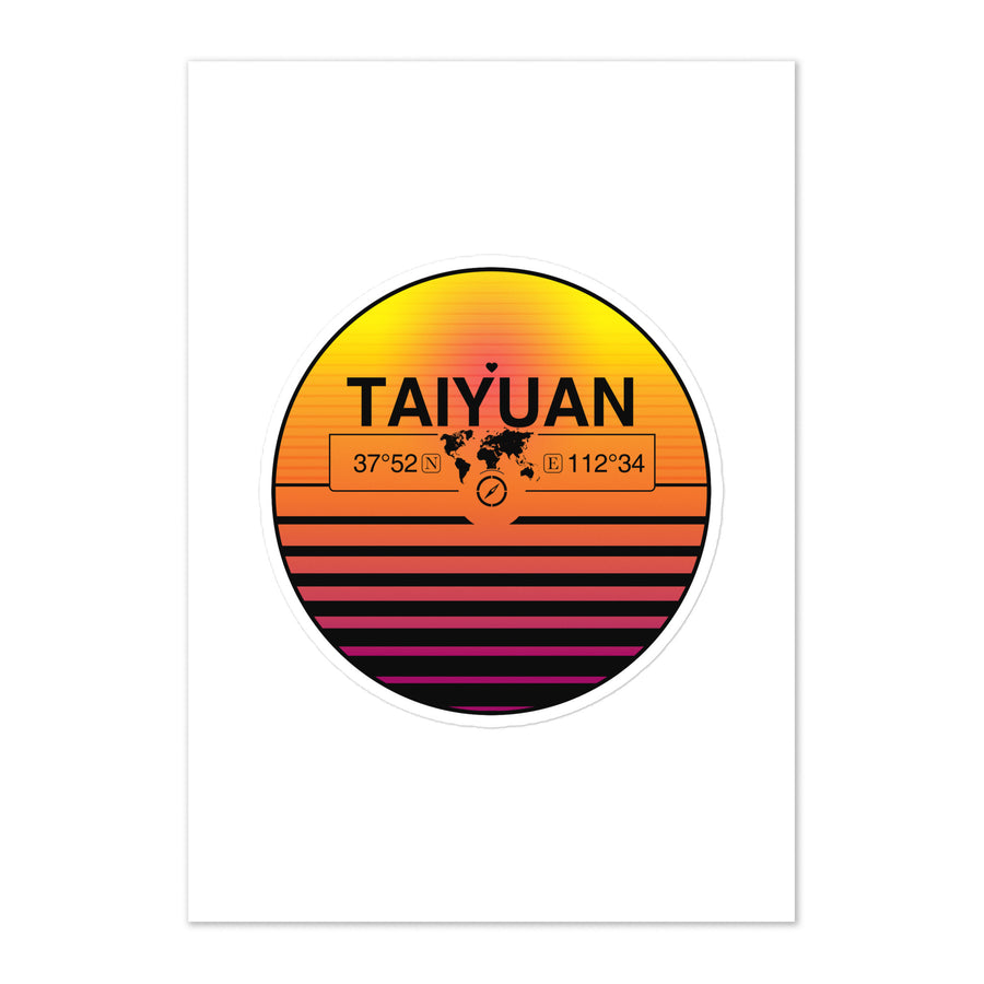 Travel Sticker Design with Retro Sunset Styling