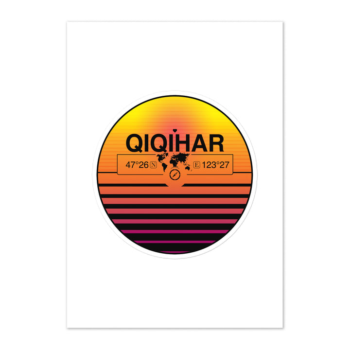 Travel Sticker Design with Retro Sunset Styling