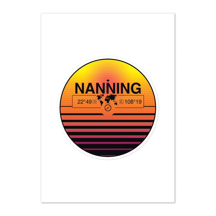 Travel Sticker Design with Retro Sunset Styling