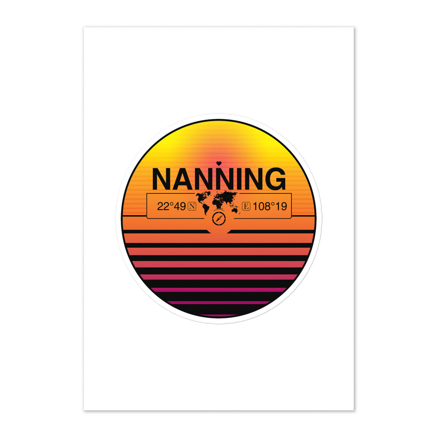 Travel Sticker Design with Retro Sunset Styling