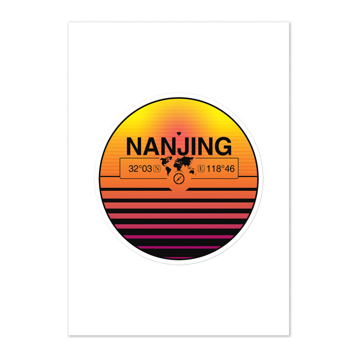 Travel Sticker Design with Retro Sunset Styling