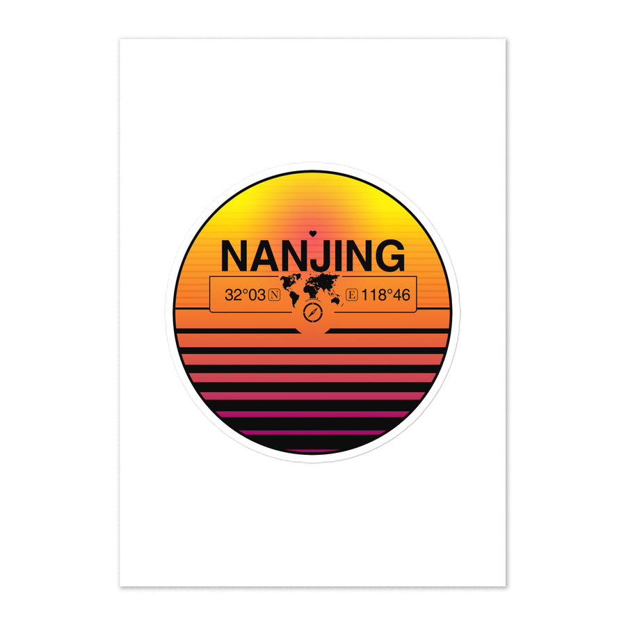 Travel Sticker Design with Retro Sunset Styling