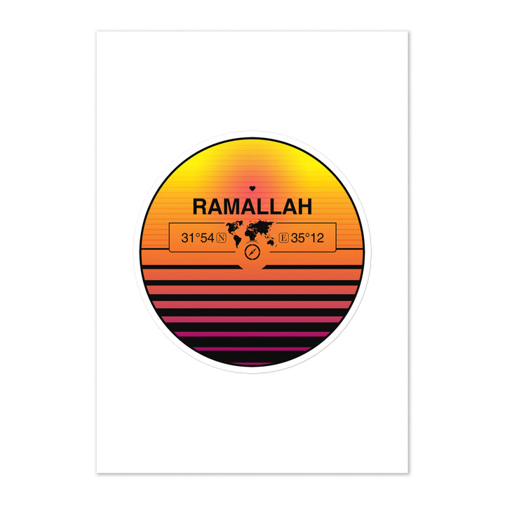 Travel Sticker Design with Retro Sunset Styling