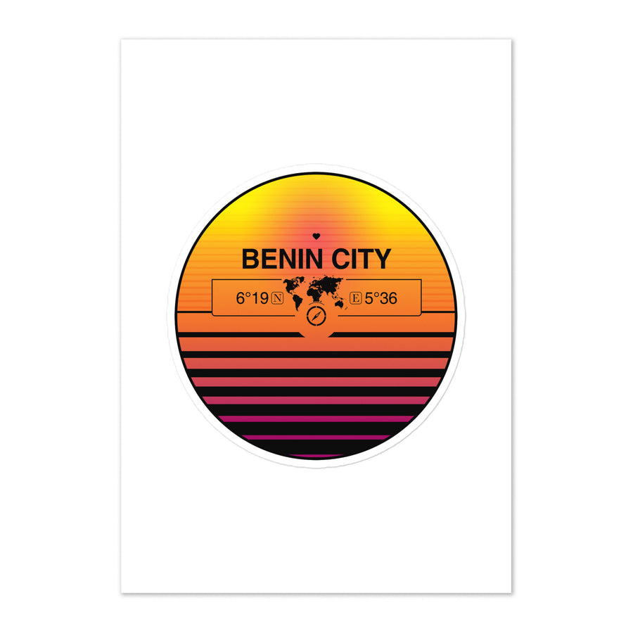 Travel Sticker Design with Retro Sunset Styling