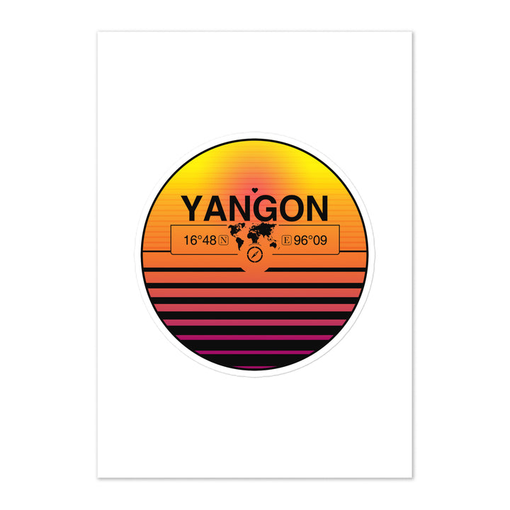 Travel Sticker Design with Retro Sunset Styling